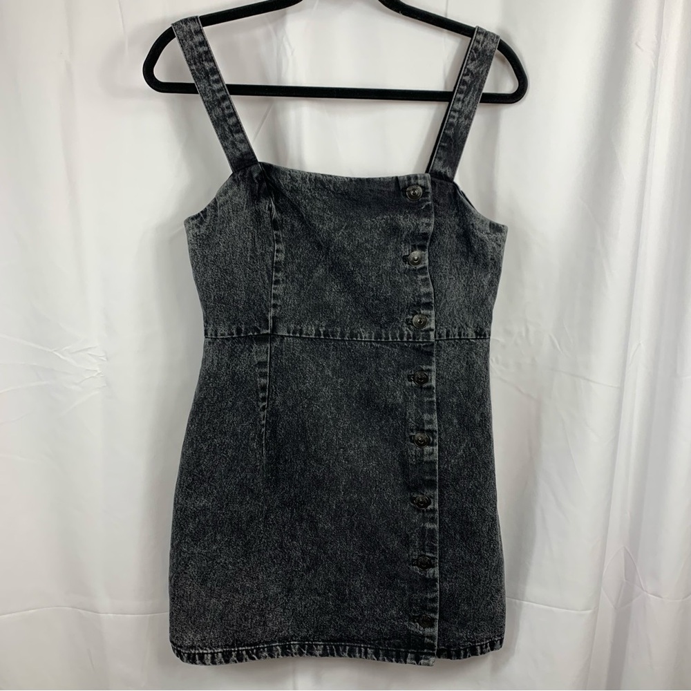 H&M Divided Dress Women's Medium Sleeveless Black Acid Wash Denim Mini Jean